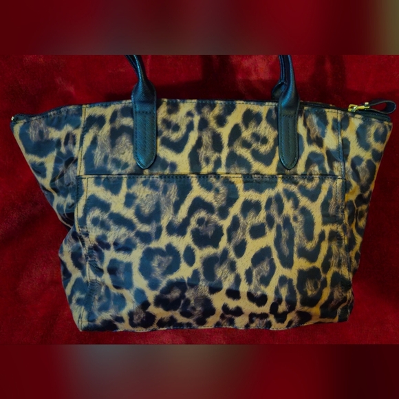 Michael Kors Kelsey Large Leopard Print Nylon Tote Bag - Brown and Black - Picture 3 of 13